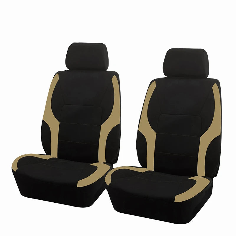 Ein Set schwarze universelle Auto-Sitzbezüge nebeneinander