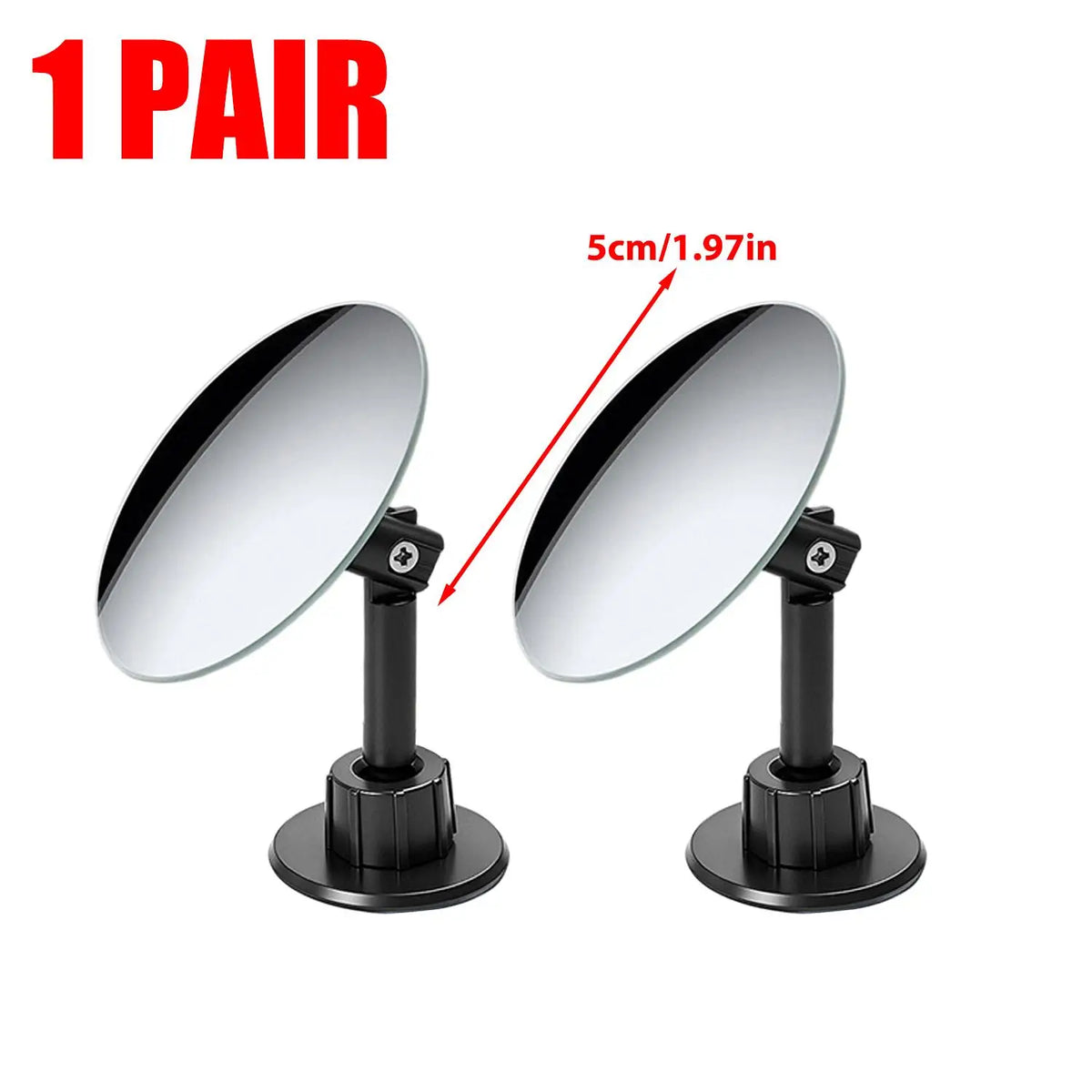 One pair of 360° adjustable HD blind spot mirrors for car safety, black and silver.