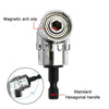 Magnetic anti slip 105-degree angle drill attachment with a standard hexagonal handle