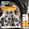 A bottle of YEKREW wheel cleaner with before and after images showing the cleaning process on a car wheel.