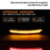 Upgrade version of LED side marker lights showing a bright yellow light and a red light.