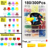 Assortment kit of blade fuses in various sizes and colors for automotive electrical systems