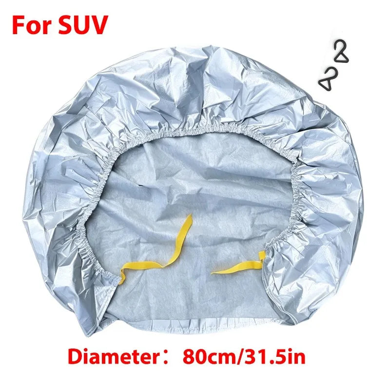 Silver aluminum storage covers for car tires with a diameter of 80cm or 31.5in