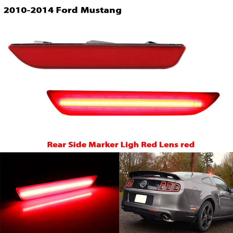Rotes LED-Seitenmarkierungsleuchten-Objektiv für einen Ford Mustang Baujahre 2010-2014.