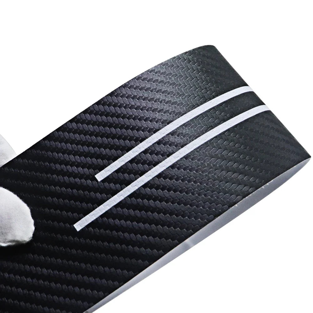 Black carbon fiber door sill protector with white stripes for Ford F-150