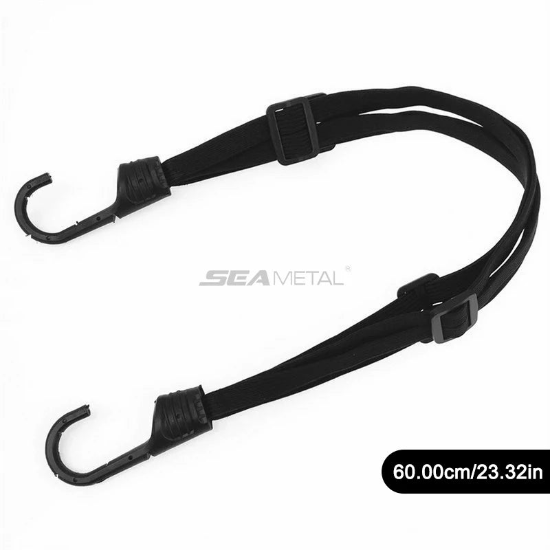 Black heavy duty motorcycle seat strap kit with adjustable buckles