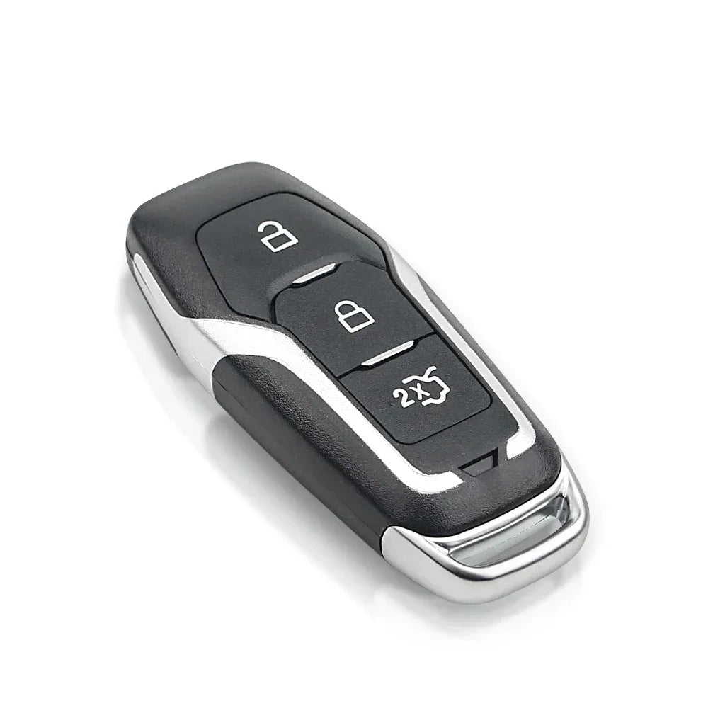 A black and silver key shell replacement case with three buttons is shown on a white background.