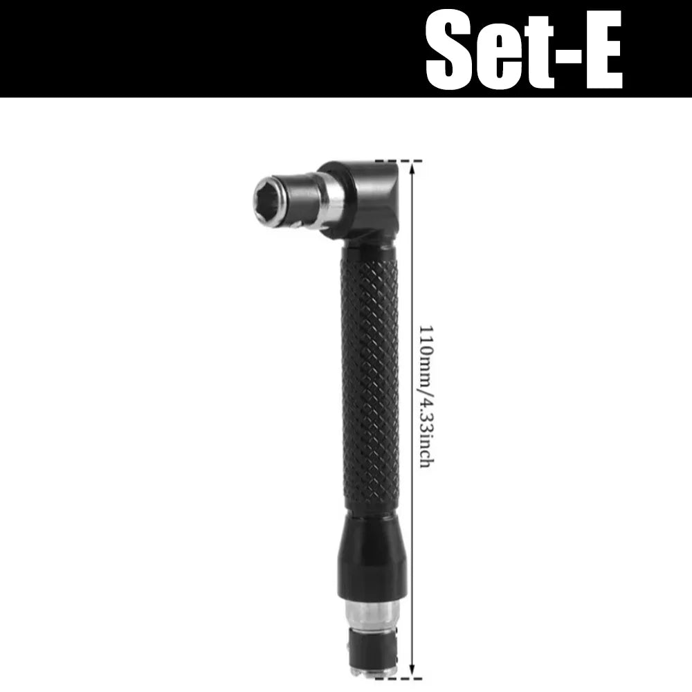 A black professional flexible drill bit extension set with a threaded end and a long shaft.