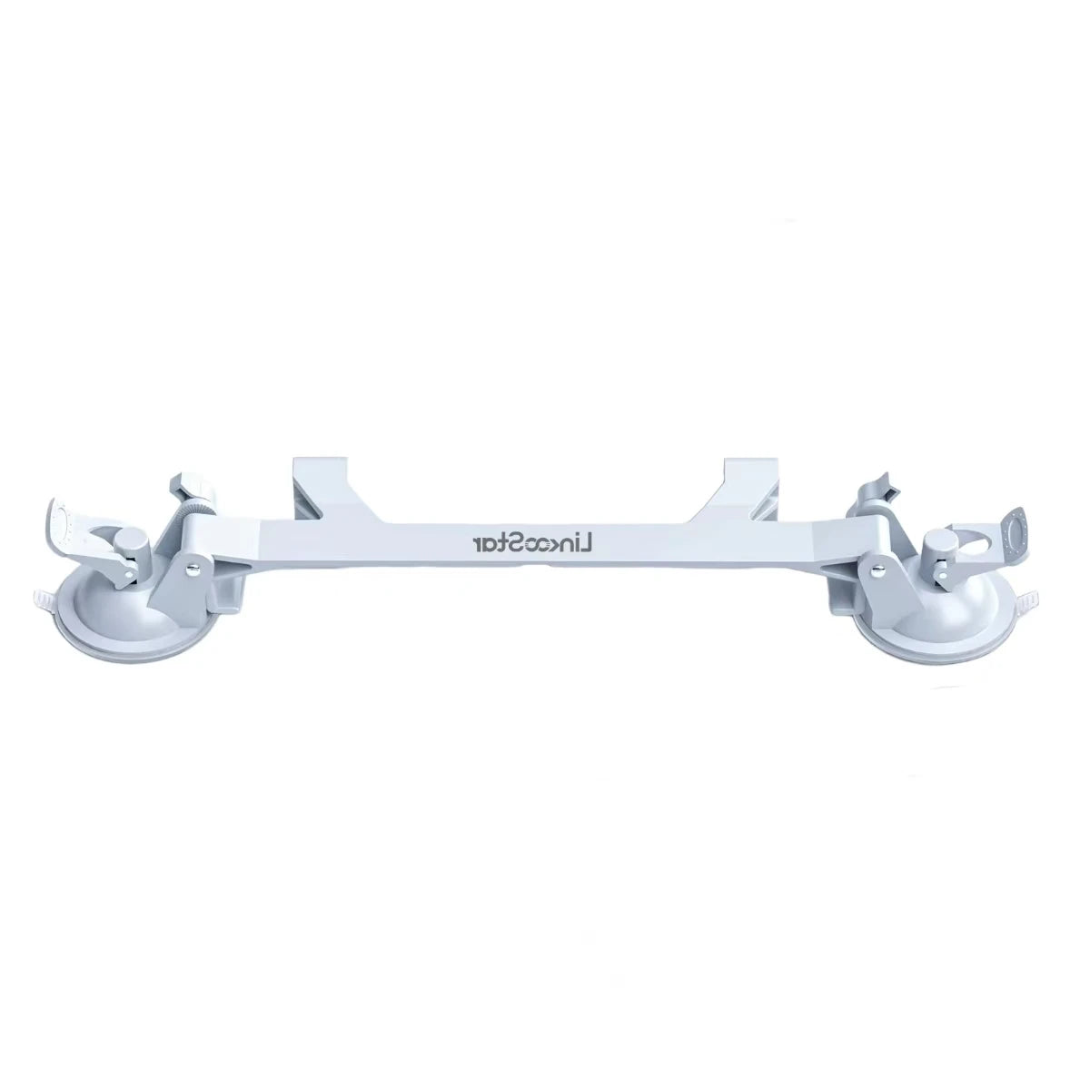 A white portable suction mount designed to hold Starlink Mini devices.