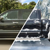 A black Ford truck and a black pickup truck are shown, highlighting the TPMS relearn tool for Ford and GM vehicles.