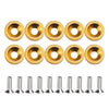 A set of ten brass or gold-colored washers and fasteners for automotive use.