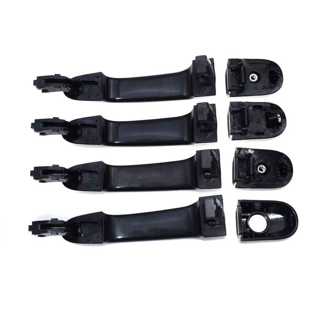 Set of black OEM door handles for KIA Sportage (2005-2010) shown individually.