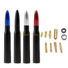 A set of five aerodynamic antenna mounts in black, silver, and red finishes.