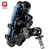 A heavy-duty motorcycle phone mount featuring a fork stem base, colored black and light blue.