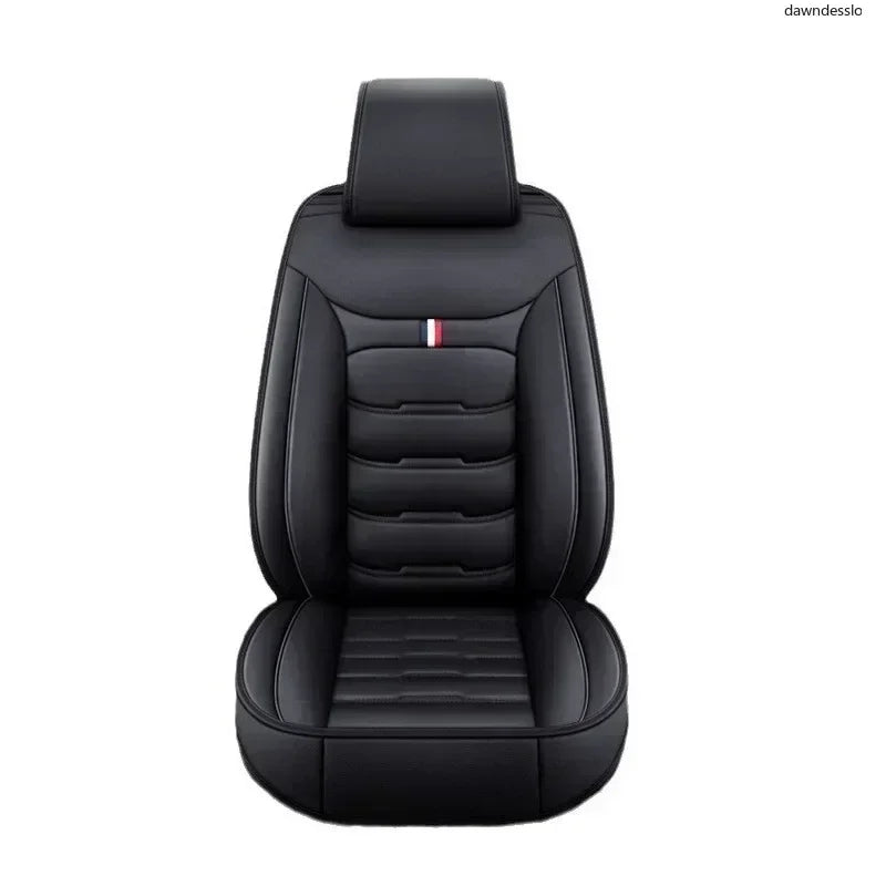 Black PU leather car seat covers for an SUV or car interior.