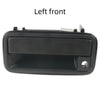 Black replacement exterior door handle for Chevy or GMC trucks, shown from the left front view.