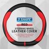 Red D shape leather cover for steering wheel