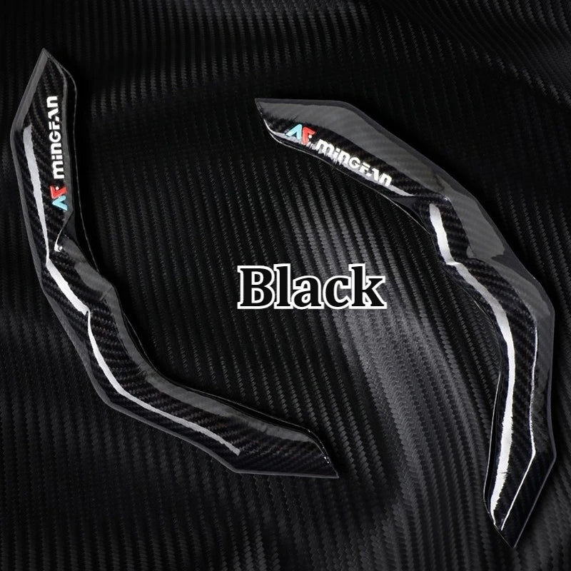 Black carbon fiber steering wheel cover with Minifan logo