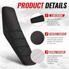 Black waterproof non-slip seat cover for e-bikes showing details of rib design, particle surface, and double stitching