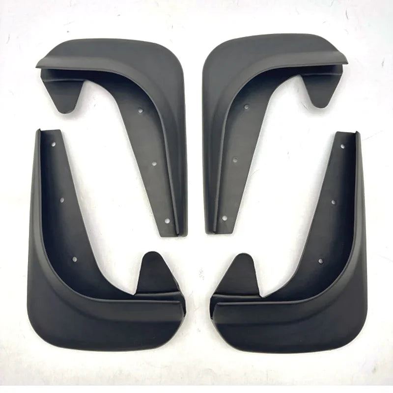 A set of universal mud flaps for car wheel protection, shown in black plastic.