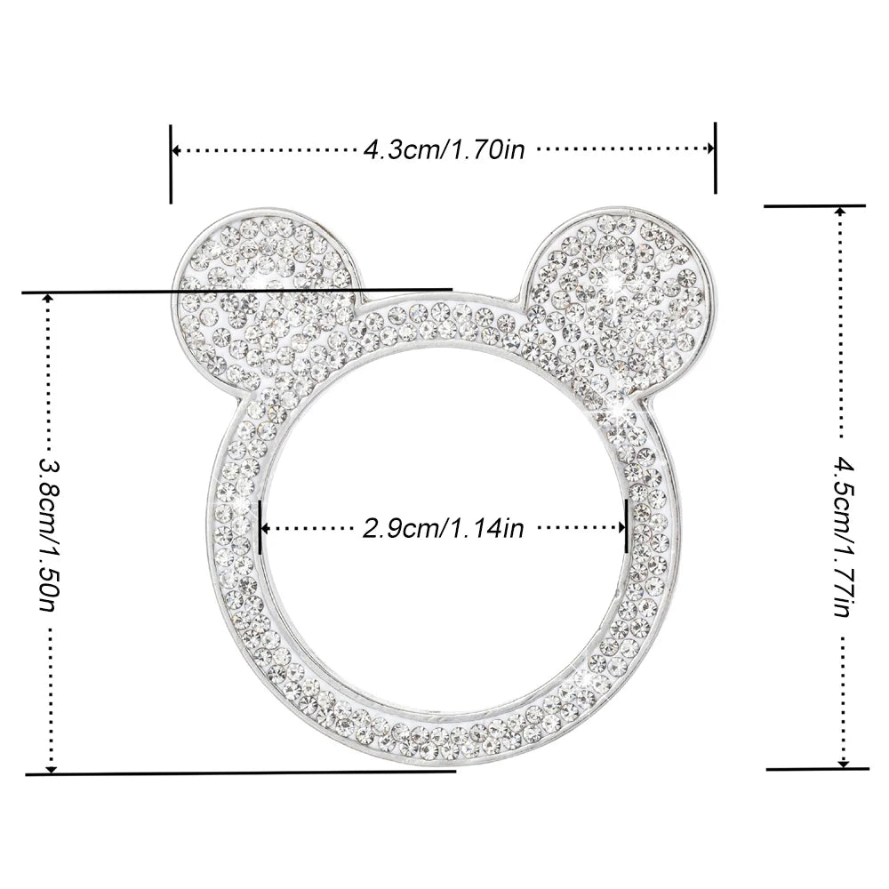 Tapa para perilla de encendido del coche con detalles de cristal brillante en forma de cara de panda