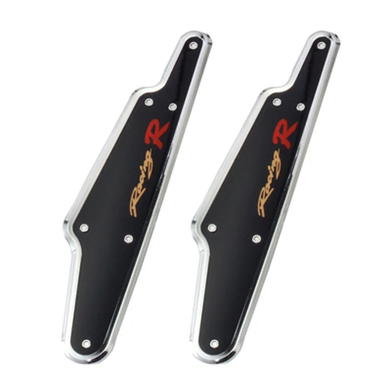 A pair of black and silver car wiper pressure regulator boosters.
