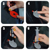 Step-by-step guide showing the use of a professional windshield repair kit for scratches and cracks