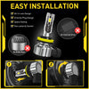 Installation guide showing an all-in-one LED headlight bulb being installed into a vehicle's housing.