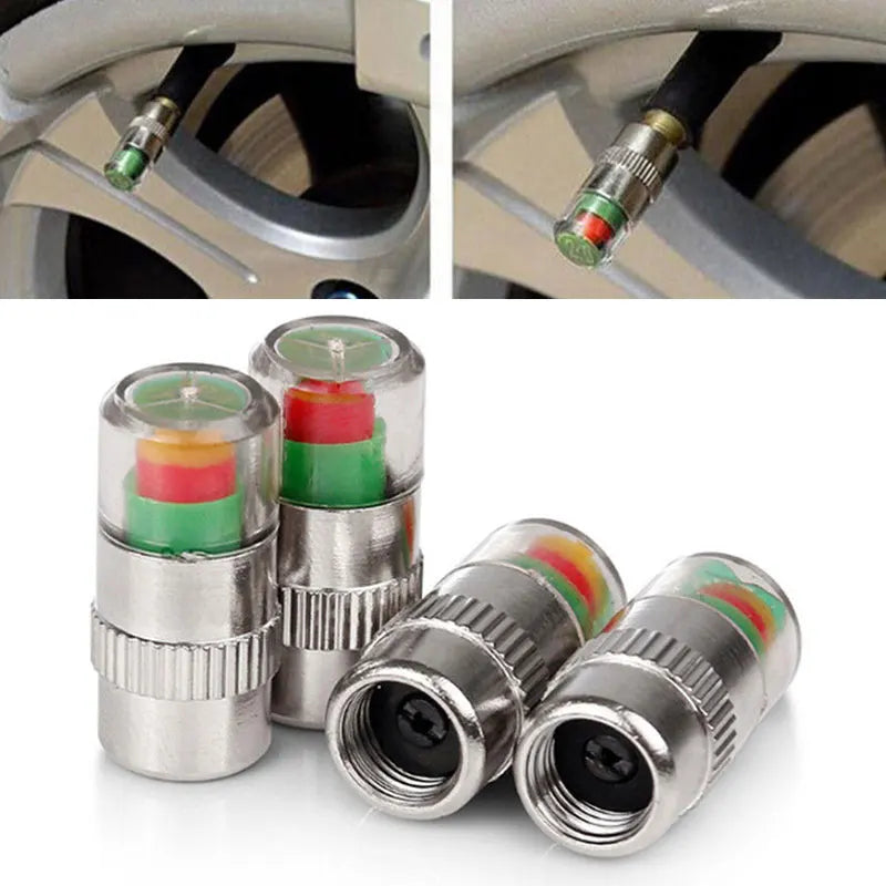 Plusieurs bouchons de valves métalliques pour manomètres de pression de pneus de voiture, dans différentes couleurs et angles