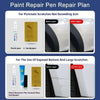 Paint repair pen kit for scratch repair showing before and after results on a car surface