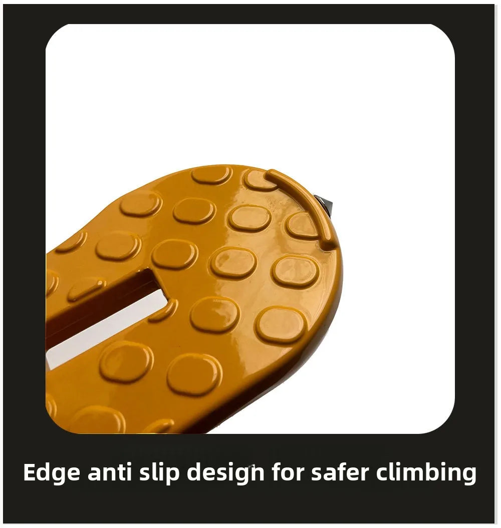 A close-up view of a yellow edge anti slip design for safer climbing.