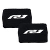 Cache noir en néoprène pour réservoir de liquide de frein de moto, avec un logo R1 blanc.