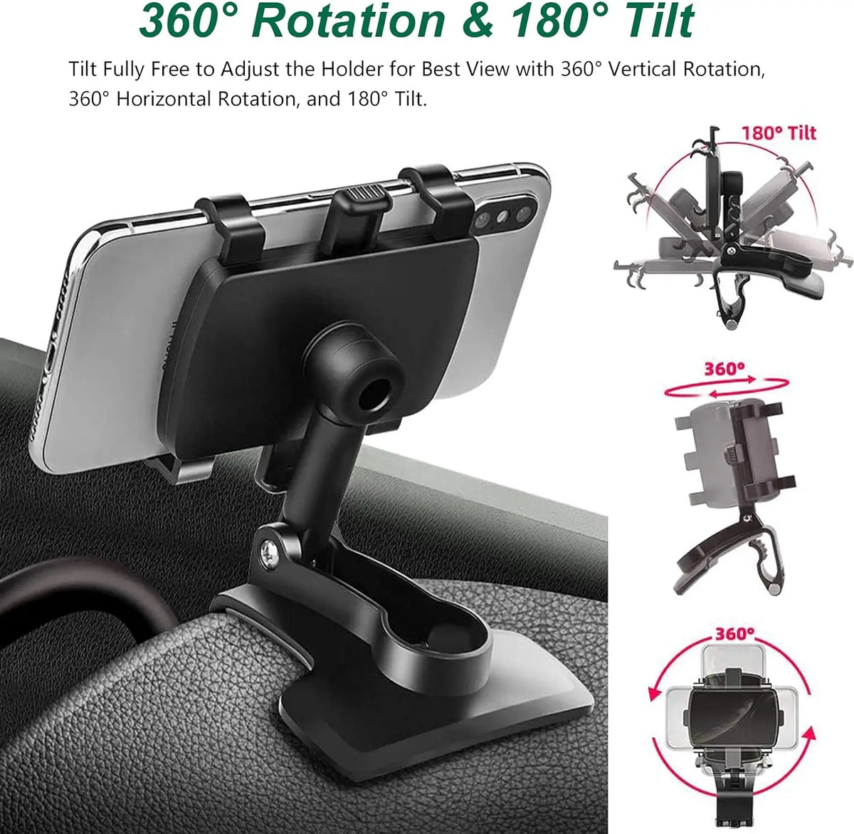 Sujetador universal negro para móvil con soporte de 360º y inclinación de 180º