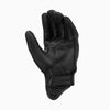 A black leather motorcycle and cycling glove shown from the back.