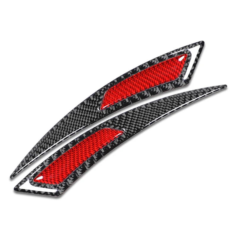 Carbon fiber car wheel eyebrow protector trim with red and black accents