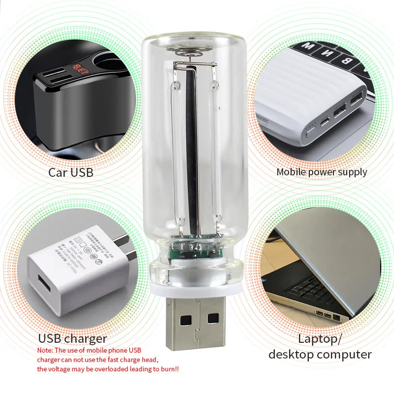 Silberner USB-Auto-Nachtlicht-Gerät mit verschiedenen Anwendungsfällen, z.B. mobile Stromversorgung und Laptop/Desktop-Comput