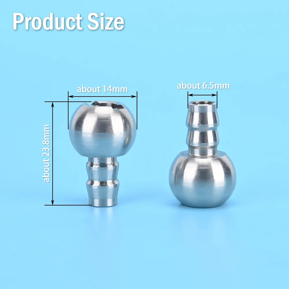 Stainless steel foam cannon filter components showing dimensions and product size.