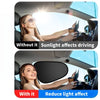 A woman driving a car with an electrostatic sun visor installed on the side windows.