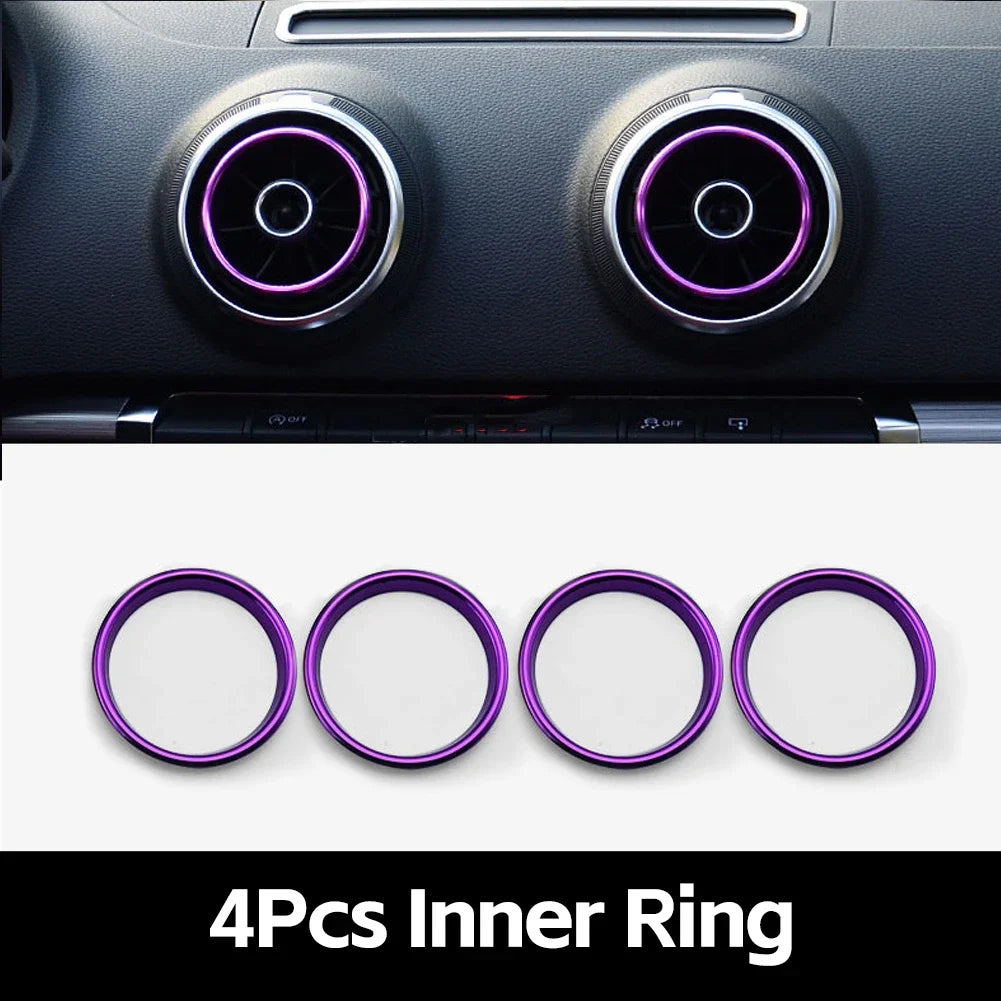Four inner rings used as interior air vent trim covers for an Audi A3