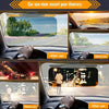 Demonstration of a dual-function anti-glare car sun visor used to escort an itinerary during driving.