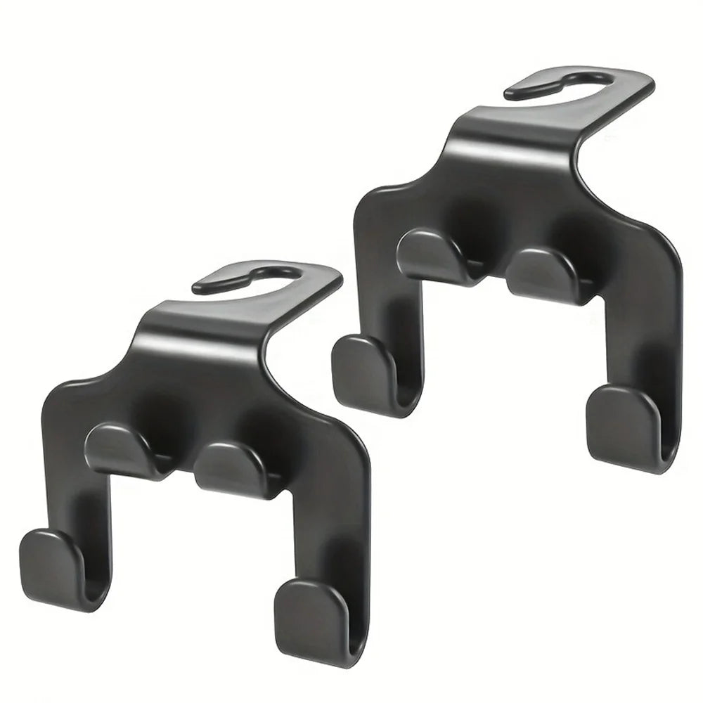 Black universal car seat mobile phone holder with storage hooks