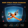 Orange precision aluminum brake and clutch levers treated by anodic oxidation shown within a protective shield