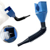 Embudo plegable azul para repostar con boquilla negra y componentes de plástico para transferencia de combustible en coche o 