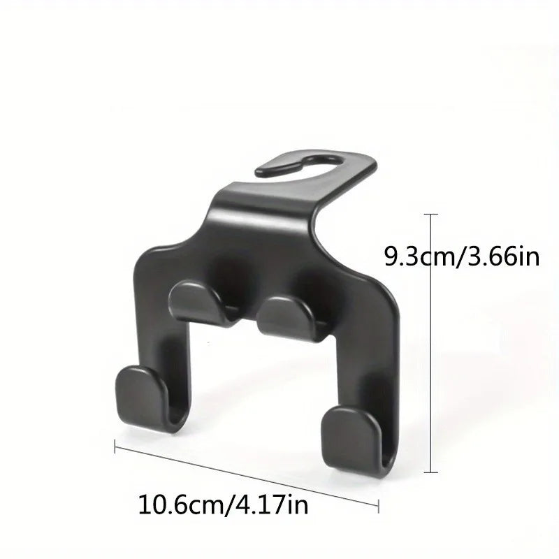 Black universal car seat mobile phone holder with storage hook.