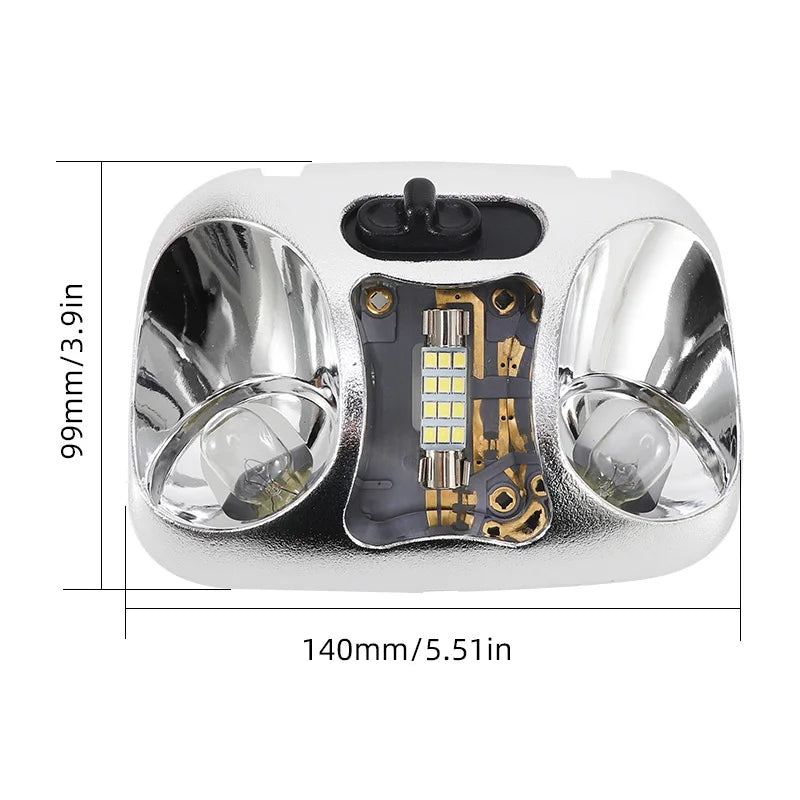 Lámpara interior domo de reemplazo para Ford Ranger con carcasa plateada y ensamblaje de luz LED