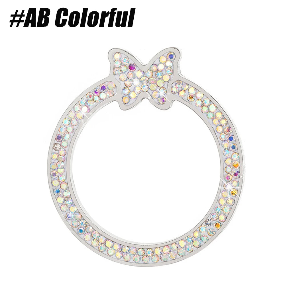 Tapa de perilla de ignición brillante con diseño de mariposa de strass.