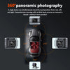 360-Grad-Panoramas-Aufnahme eines Autos mit vier gleichzeitigen Perspektiven.