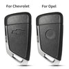 Replacement flip key shell case for Chevrolet and Opel vehicles shown for comparison