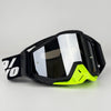 Black and neon yellow off-road motorcycle riding goggles with a black strap and clear lenses