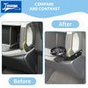 Comparison of a Ford Bronco A-Pillar handle cup holder before and after installation.